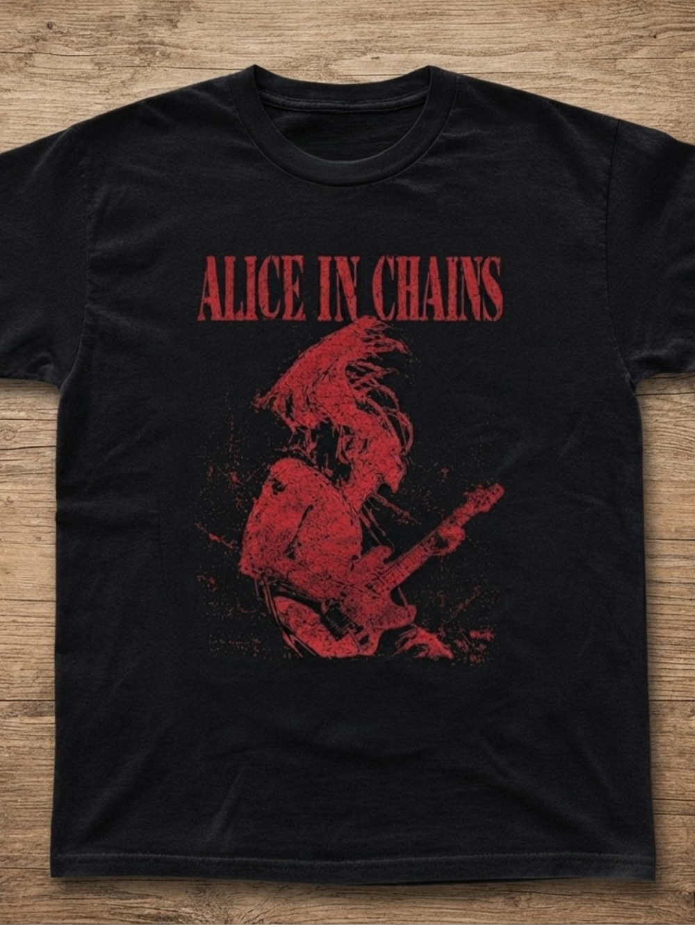 Gildan Black Short Sleeve Tee with Red Alice In Chains Graphic